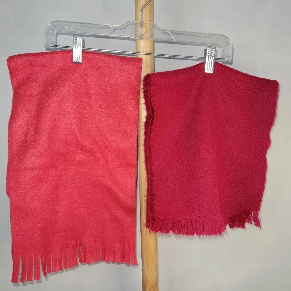 Two Warm Soft Winter Red Scarves